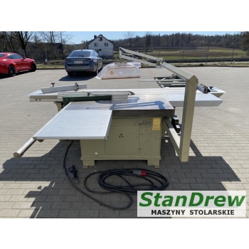 Piła formatowa REMA DMMD-40/340 prowadzenie wózka na prętach stalowych