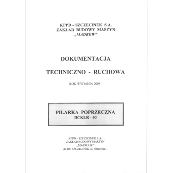 DTR piła poprzeczna Madrew DCKLR-40 DTR piła poprzeczna Madrew DCKLR-40