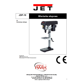 DTR wiertarka słupowa JET JDP 10