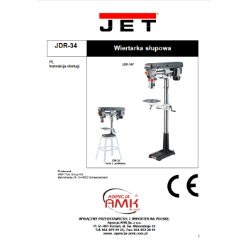 DTR wiertarka słupowa JET JDR 34