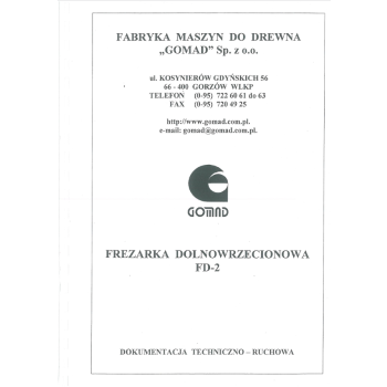 DTR frezarka GOMAD FD2