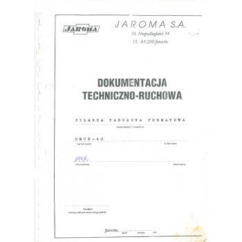 DTR piła formatowa Jaroma DMUB 40 DTR piła formatowa Jaroma DMUB 40
