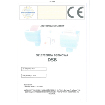 DTR szlifierka bębnowa Prochera DSB