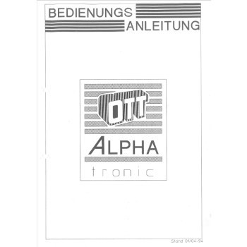DTR Szlifierka szerokotaśmowa OTT ALPHA TRONIC 11 DTR Szlifierka szerokotaśmowa OTT ALPHA TRONIC 11