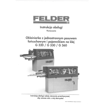 DTR okleiniarka Felder G320 / G330 / G360
